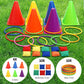 Spelset - 3-in-1 plastic kegel ring toss game - sandbag for kids - garden playset - indoor and outdoor playset for children (26 pieces)