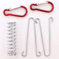 Veergesp-5-pack tent pegs - Red - Camping tent carabiner hook - Heavy metal - Awning accessory - For canvas tents