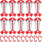 Carabiner Hook - Red - 10-pack - Ceiling Anchor with Carabiner Hook - Aluminium - Anchor - Spring Pin - Camping - Outdoor - Fishbone - Tent Anchor - Tent Rope - Spanner - Fishing Line - Adjuster - Pin