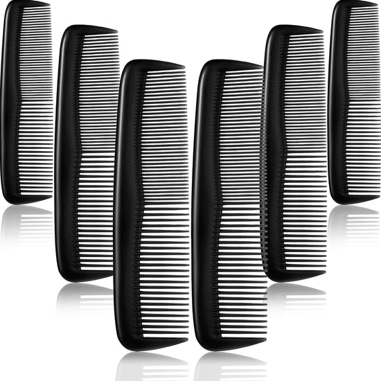 12-piece hair brush set - fine plastic hair brush in pocket size - unisex - fine comb (black)