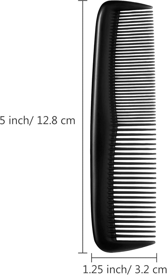 12-piece hair brush set - fine plastic hair brush in pocket size - unisex - fine comb (black)