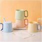 Ceramic mug for home - 8.4 oz plain coffee/tea mug - Dopamine Mood - Coffee mug for reading/studying (green)