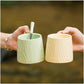 Ceramic mug for home - 8.4 oz plain coffee/tea mug - Dopamine Mood - Coffee mug for reading/studying (green)