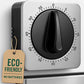 Kitchen Timer - Mechanical Egg Timer - Battery-Free - 100% Mechanical Kitchen Clock - Stainless Steel Housing - Kitchen Clock - Stopwatch - Countdown Reminder - Magnetic Kitchen Clock - Egg Timer (grey)
