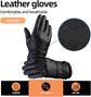 Black winter gloves made of genuine leather - warm and insulated gloves - adjustable size - compatible with touchscreen devices - non-slip palm - cashmere lining - windproof, rainproof and snowproof