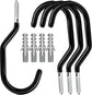 Heavy Duty Bike Hooks - 4-pack - Garage - Ceiling - Wall - Screw Mount - Bike Rack - Bicycle Storage and Hanging - Wall Mount - Black