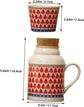 Ceramic teapot set with teacups - white body with red patterns and blue rim - cork stoppers - traditional style - 460 ml