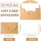 15 kraft envelopes with 15 blank cards - small heart-shaped closure, 10.5 x 7.5 cm, mini envelopes for thank you notes, invitations, birthday cards