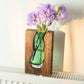 Vase with inlaid wood and glass - Rustic style wood and glass vase - Solid wood and glass vase - Vase for home decor - Table decoration (9.45 inches)