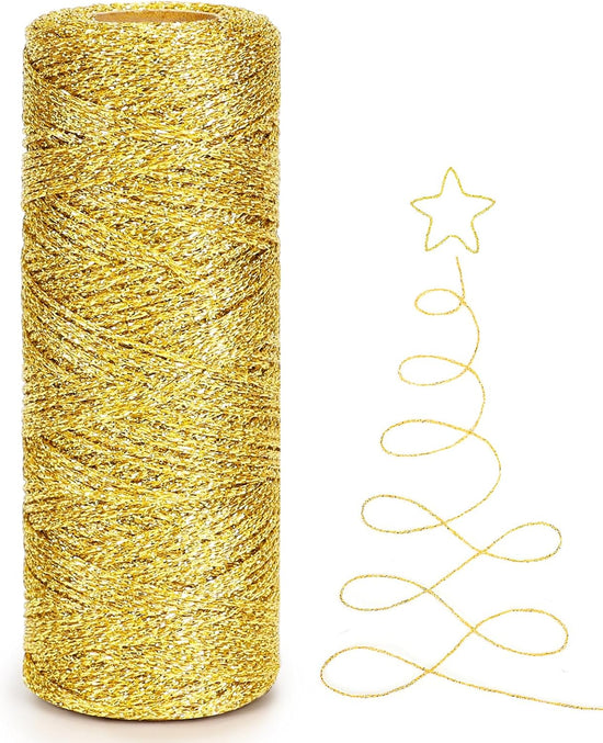 Henneptouw - Golden henneptouw - 100m gold Christmas ribbon - For gift wrapping - Christmas decoration - Party decoration - DIY - Sewing supplies