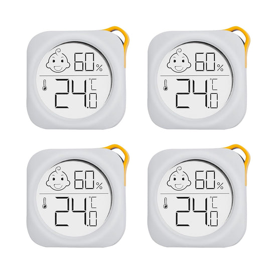 Hygrometer in 4-pack - Small digital hygrometer - With accurate indoor thermometer - Practical hygrometer suitable for bedrooms, kids&