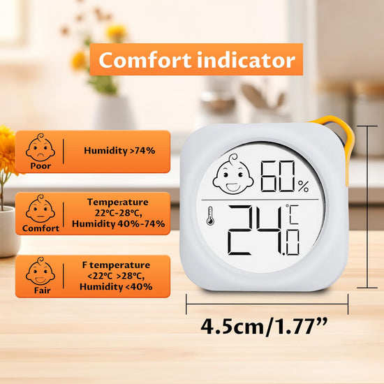Hygrometer in 4-pack - Small digital hygrometer - With accurate indoor thermometer - Practical hygrometer suitable for bedrooms, kids&
