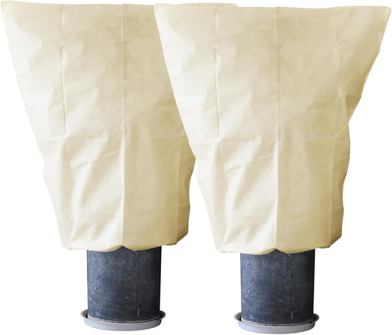 Winter protection shoes for potted plants against frost (2 sets) - 80x120 cm - Winter tent for plants with zip - Suitable for olive trees, palm trees, etc. - Tear-resistant, breathable, washable, UV-resistant - Beige