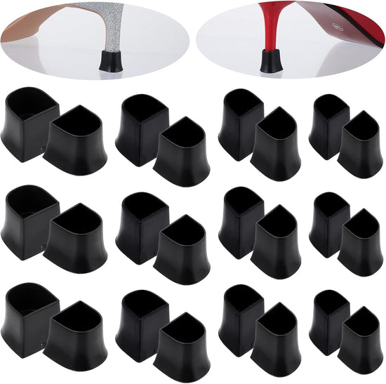 Heel protectors - U-shaped - 4 sizes - Black - 12 pairs - Non-slip - Sound-dampening - Heel protection - Heel protectors - Suitable for stilettos