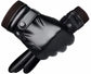 Black winter gloves made of genuine leather - warm and insulated gloves - adjustable size - compatible with touchscreen devices - non-slip palm - cashmere lining - windproof, rainproof and snowproof