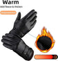 Black winter gloves made of genuine leather - warm and insulated gloves - adjustable size - compatible with touchscreen devices - non-slip palm - cashmere lining - windproof, rainproof and snowproof