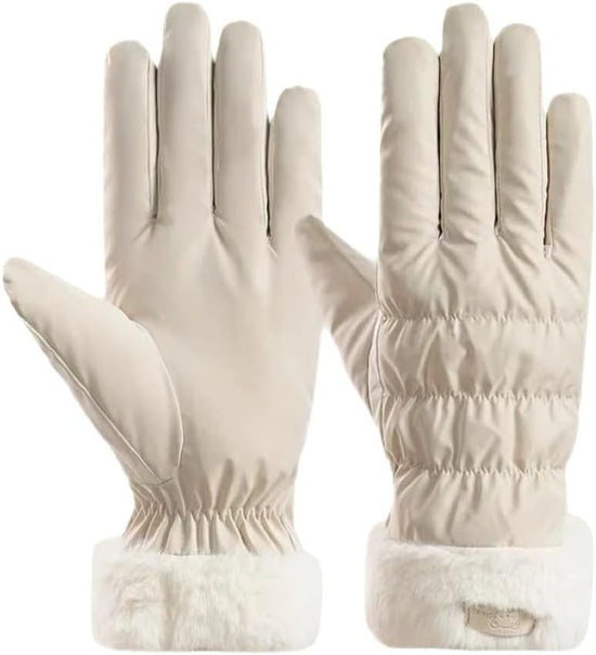 Warm winter gloves for women - windproof and snowproof gloves - thickened and fleece-lined gloves - gloves with wrist protection - suitable for skiing, cycling, running and working.