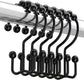 Matzwarte shower curtain hooks (12-pack) - Double hooks made of stainless steel - Hooks with smooth rolling action - Suitable for shower curtains up to 3.3 cm thick - Suitable for shower curtains and waterproof liners. (black)