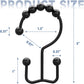 Matzwarte shower curtain hooks (12-pack) - Double hooks made of stainless steel - Hooks with smooth rolling action - Suitable for shower curtains up to 3.3 cm thick - Suitable for shower curtains and waterproof liners. (black)
