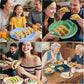 Silicone taco trays - 3-pack - with dividers - Eco-friendly - Reusable - Taco plates - Taco holders - Hard/soft taco shell holder - Taco party tray - Dishwasher and microwave safe