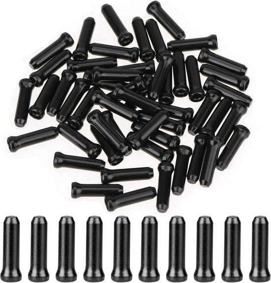 Bike Cable End Caps - 50 Pieces - Black - Bike Cable End Caps - Brake and Gear Cable Tips for Bikes