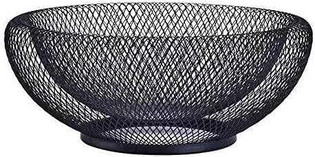 Fruit bowl - Mesh fruit bowl - Decorative fruit basket - Metal - Candy bowl - Suitable for kitchen, countertop, dining table, office - 10 inch (black)