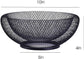 Fruit bowl - Mesh fruit bowl - Decorative fruit basket - Metal - Candy bowl - Suitable for kitchen, countertop, dining table, office - 10 inch (black)