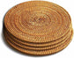 Isolation mat - Woven mat - 4 pieces - Rattan mat for hot dishes - 18 cm - Anti-burn coasters - Handmade coasters - Eco-friendly coasters - Tea accessories