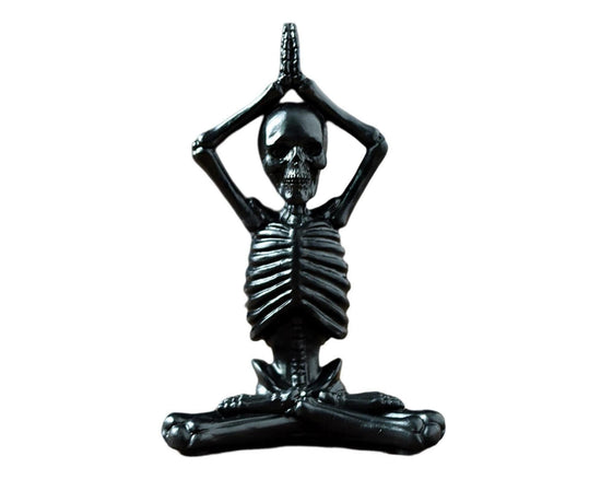 Halloween Yoga Skeleton Funny Gifts Anti-fade Collectible Horror Festival Prop Resin Crafts Ghost Festival Desktop Skeleton Figurine for Indoor-Black