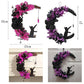 2pcs Halloween Moon Cat Garland with Rose, Black Cat Moon Wreath, Halloween Outdoor Decorations Variant Colour Value Multi
