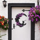 2pcs Halloween Moon Cat Garland with Rose, Black Cat Moon Wreath, Halloween Outdoor Decorations Variant Colour Value Multi