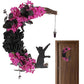 2pcs Halloween Moon Cat Garland with Rose, Black Cat Moon Wreath, Halloween Outdoor Decorations Variant Colour Value Multi