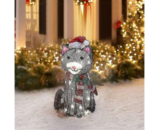 2D Christmas Dog With Led Lights Yard Decoration With Acrylic Garden Stake