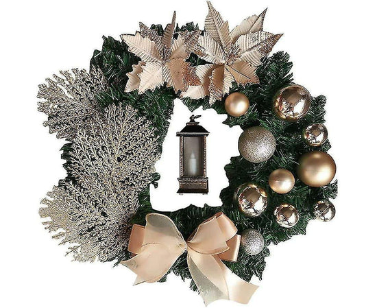 Christmas Wreath Artificial Flowers Champagne 25cm Christmas Wreaths Christmas Fireplace Wreath For Christmas Decor