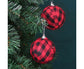 Plaid Ball Ornaments Christmas Decor Fabric Wrapped Balls Xmas Holiday For Home Decoration,Red And Black Plaid-24/Box