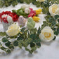 Artificial Eucalyptus Garland with Flowers Champagne Roses Long Fake Flower Garland Eucalyptus Leaves Greenery Garland