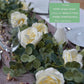Artificial Eucalyptus Garland with Flowers Champagne Roses Long Fake Flower Garland Eucalyptus Leaves Greenery Garland