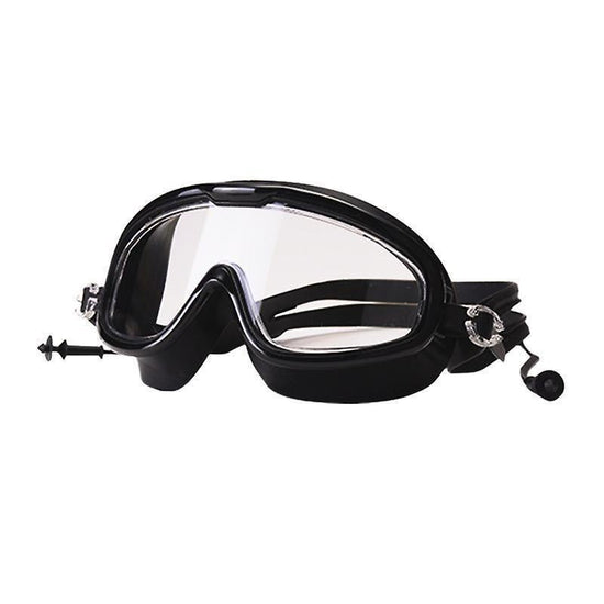 Large Frame High Grade Swim Goggles Waterproof Fogproof HD Swimming Glasses for Men Women Black