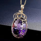 Amethyst Pendant European And American Creative Shape Amethyst Pendant Micro-set 14k Gold Crystal Necklace