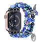 Fashion Iwatch Blue Crystal Beaded Bracelet Watchband Strap With Life Tree And Leaf Pendant For Apple Watch Series 7 45mm / 4/5/6/se 44mm / 1/2/3 42mm