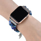 Fashion Iwatch Blue Crystal Beaded Bracelet Watchband Strap With Life Tree And Leaf Pendant For Apple Watch Series 7 45mm / 4/5/6/se 44mm / 1/2/3 42mm