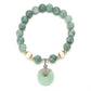 Jade Green Natural Crystal Pearl Couple Bracelet Donut Buckle Pendant Transfer Beads Female Elastic Rope Design
