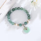 Jade Green Natural Crystal Pearl Couple Bracelet Donut Buckle Pendant Transfer Beads Female Elastic Rope Design