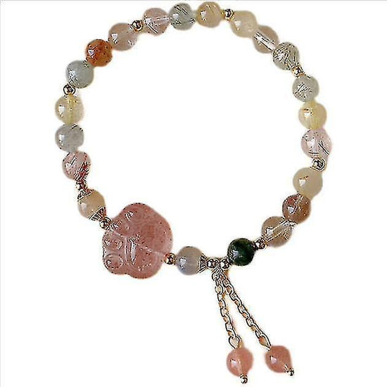 Natural Pink Strawberry Crystal Cat&