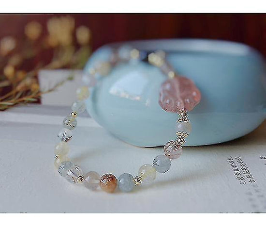 Natural Pink Strawberry Crystal Cat&