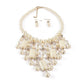 Waterfall Style Pearl Chain And Crystal Resin Beads Statement Necklace Pearl Earrings Pearl Jewelry Set