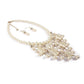 Waterfall Style Pearl Chain And Crystal Resin Beads Statement Necklace Pearl Earrings Pearl Jewelry Set