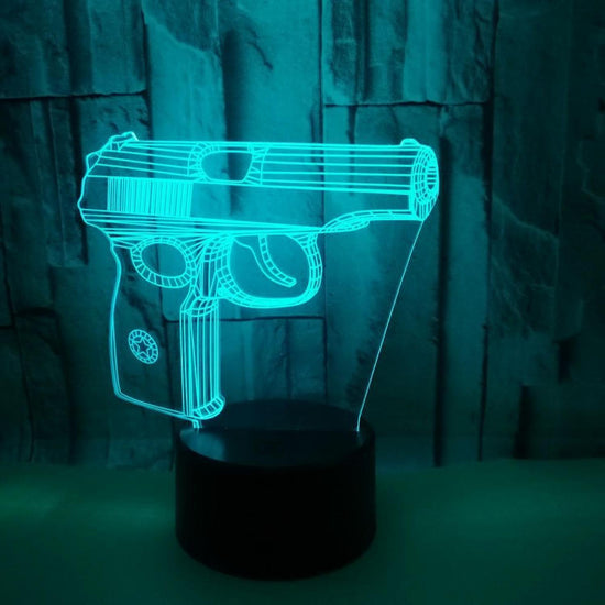 Optical Illusion 3D Pistol Gun Night Light 16 Colo