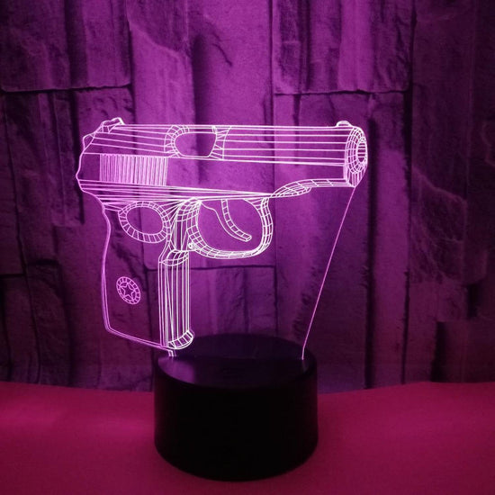 Optical Illusion 3D Pistol Gun Night Light 16 Colo