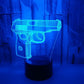 Optical Illusion 3D Pistol Gun Night Light 16 Colo